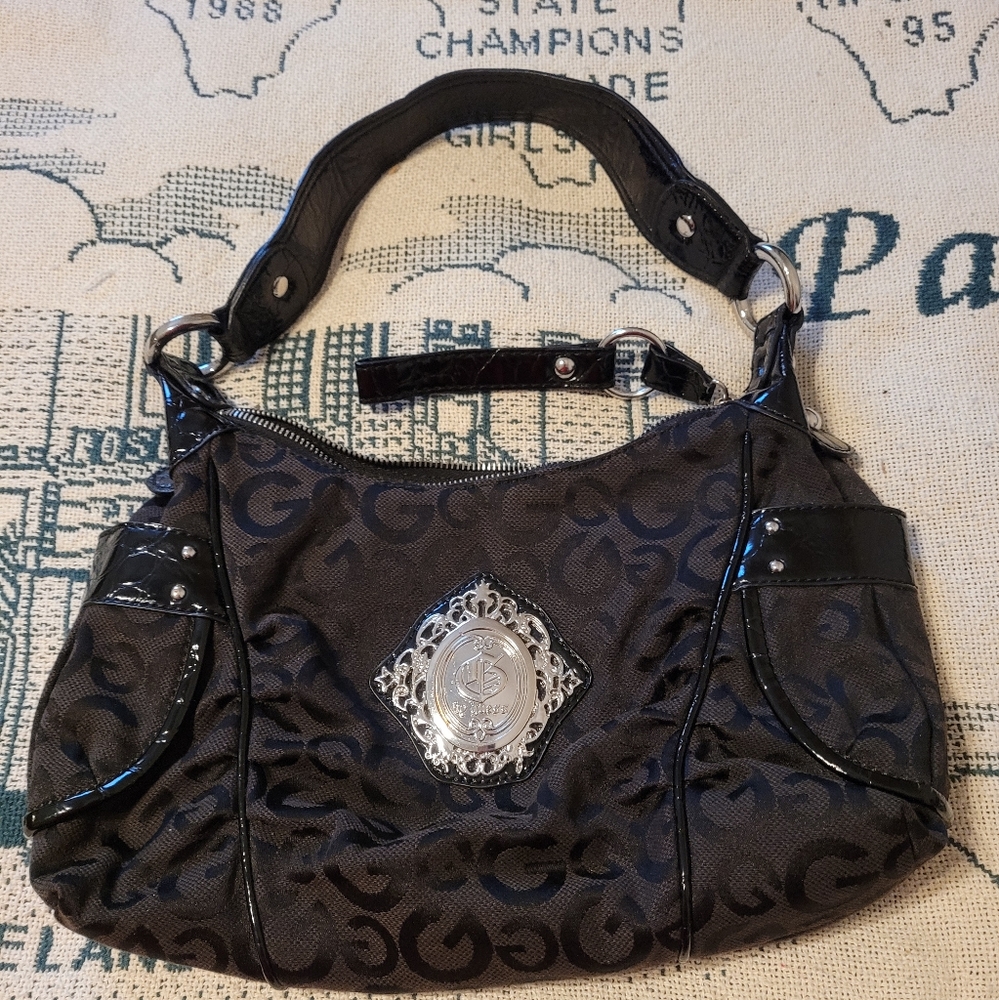 Guess Black Silver Logo Shoulder Bag